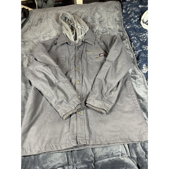Dickies Other - Dickies Gray Duck Canvas Work Coat‎ Quilted Lining Hood Sz XL/EG 46-48